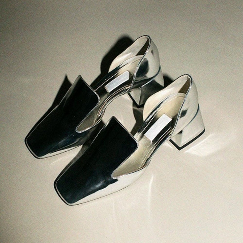Suzanne Rae silver dD'orsay block heels size 41